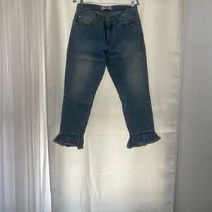 MSGM Blue Flare Jeans with Ruffle Hem